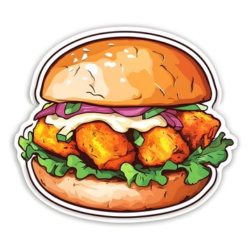 recommend clip art: A clipart sticker of Vada pav Generative AI