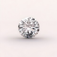 Perfectly Cut and Polished Round Brilliant Diamond With Glowing Reflections on White Background