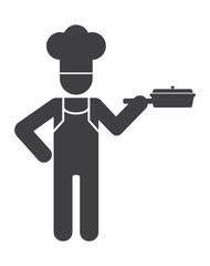 chef cooker with fry pan