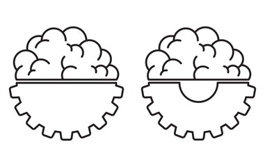 brain with cogwheel gear icon