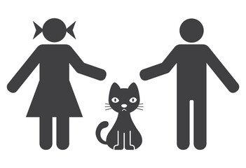 girl and boy with cat icon