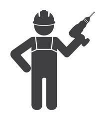 worker man with drill in hand icon