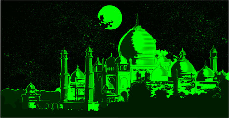 monument night light taj mahal vector file india