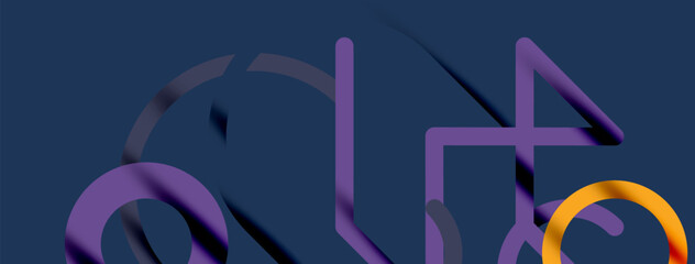 Abstract background. Circles and colorful round shape lines. Linear geometric minimal design