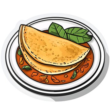 recommend clip art: A clipart sticker of Masala dosa Generative AI