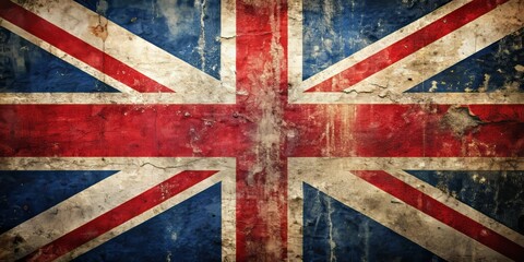 Fototapeta premium Distressed Grunge Style British Flag with Textured Surface for Vintage and Retro Design Projects