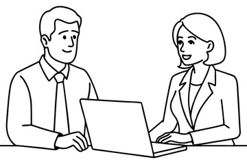 Professional Business Meeting Between Colleagues with Laptop