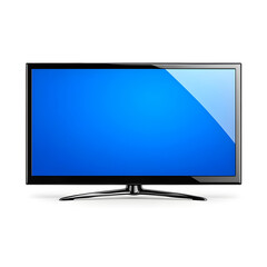 Fototapeta premium Macro Shot of a Perfect LCD TV with Blue Screen on White Background