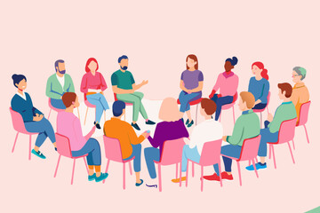 Diverse Group Meeting for Community Discussion Illustration