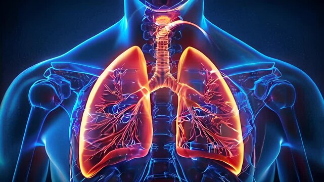 3D Medical Illustration of Lungs and Respiratory System