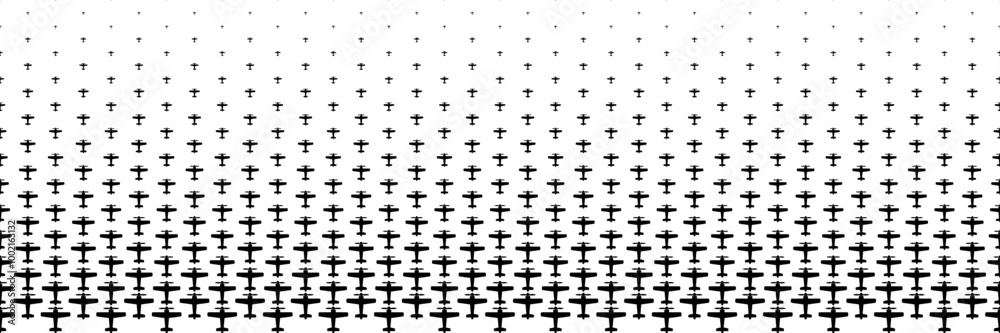 Aufkleber horizontal halftone of black propeller classic airplane design for pattern and background.