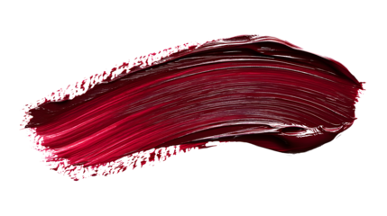 Maroon brush stroke of oil paint isolated on white background