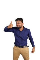 Fototapeta premium Confident young boy Giving Thumbs Up Gesture