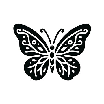 Butterfly Icon in Black Isolated in White Background. Butterfly Logo Symbol for Graphic Resources Vector Design
