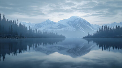 Fototapeta premium Serene Mountain Lake Reflection - Stunning Nature Photography