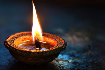 Beautiful greeting card with bright holiday composition for happy and celebrate Diwali