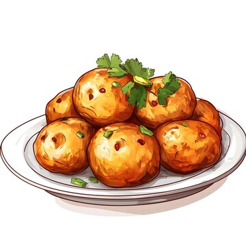 golden fried food plate clip art preview