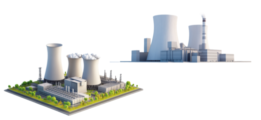 3D Nuclear Power Plant | Isolated on transparent Background