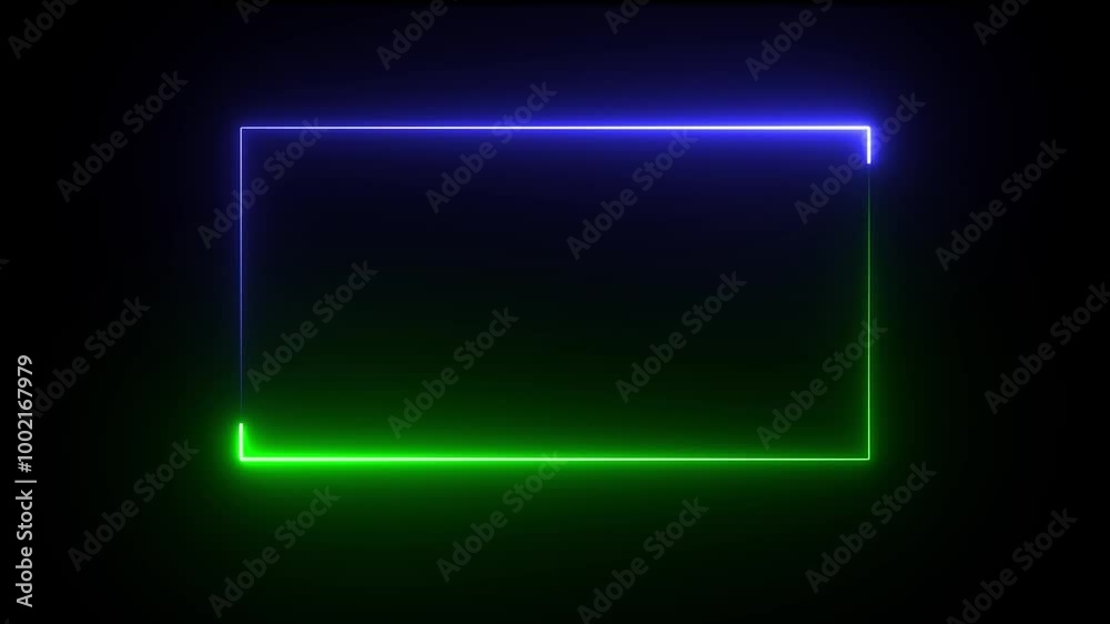 Canvas Prints rectangle picture frame with two tone neon color motion graphic. abstract glowing neon rectangle bor