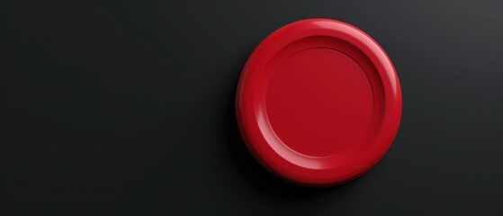 Vibrant Red Button on Sleek Black Surface, a bold design element that draws attention, symbolizing action and engagement in a minimalist setting.