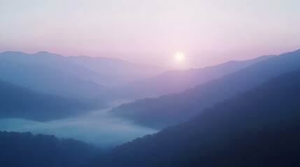 Fototapeta premium Mountain Range Sunrise with Fog