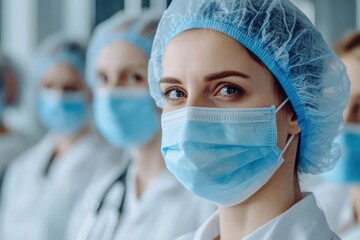 Bouffant Cap. Caucasian Man and Woman Scientists Working in Laboratory Discussing Protection and Solution for Health