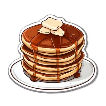 recommend clip art: A clipart sticker of a stack of pancakes with syrup Generative AI