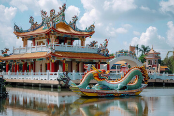 Fototapeta premium Beautiful greeting card with holiday composition for celebrate chinese dragon boat festival