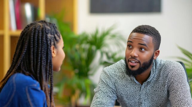 A career guidance session with a mentor and mentee discussing potential career paths.