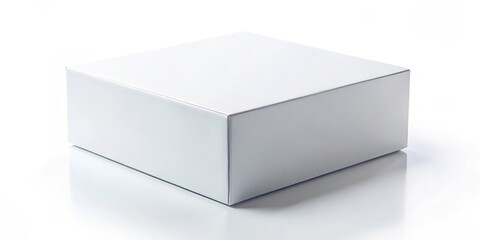 Fototapeta premium An isolated white box on a spotless white background, ideal for highlighting packaging designs and presentations with a