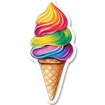 rainbow ice cream cone clip art preview
