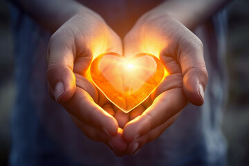 Fototapeta premium Beautiful decorative heart in strong human hands