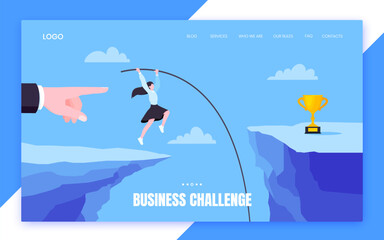 Naklejka premium Businesswoman jumps pole vault over graph bars flat style design vector illustration business concept. Business growth and goal achievement concept.