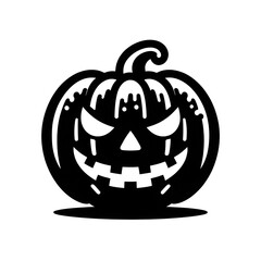 AI Generated Halloween Pumpkin in Black Isolated in White Background. Jack o lantern pumpkin logo symbol for graphic resources vector design