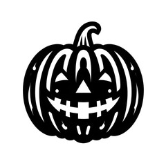 AI Generated Halloween Pumpkin in Black Isolated in White Background. Jack o lantern pumpkin logo symbol for graphic resources vector design