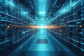 Obraz premium Data Center: A Visual Representation of Information Flow