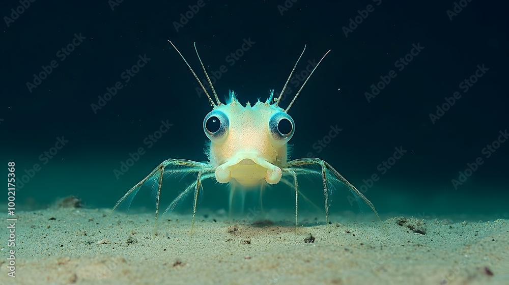 Poster Captivating Close Up of a Tripod Fish Poised on the Ocean Floor An Intricate View of the Elongated Fins and Unique Anatomy of This Fascinating Aquatic Creature