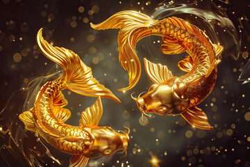 Fototapeta premium Astrological composition with concept of Pisces zodiac sign symbol