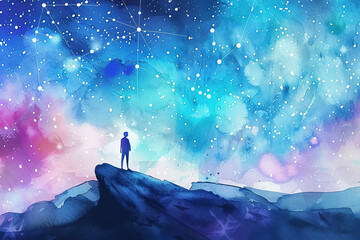 Naklejka premium Astrological composition with empty starry sky for zodiac sign symbol