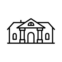 Illustration of a Traditional House in Simple Line Art