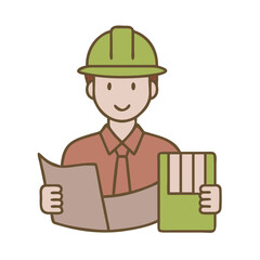Architect in Hard Hat with Blueprints Ready to Design the Future Vector Illustration

