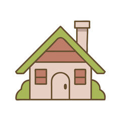 Charming Vector Illustration of a Traditional House in Simple Line Art
