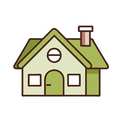 Elegant Simple Line Art Icon Featuring a Timeless Traditional Home Design
