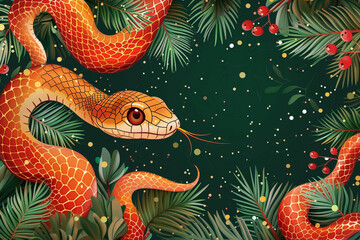 Obraz premium Beautiful greeting card with holiday composition for happy and joy celebrate New Year