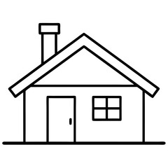 Charming Line Art Representation of Single Family Home Vector Graphic
