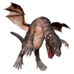 3D Rendering Fairy Tale Dragon on White