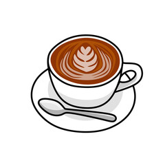 cup of coffee lattee art vector illustration