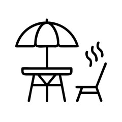Blissful Backyard Moments A Vector Illustration of a Patio and Umbrella





