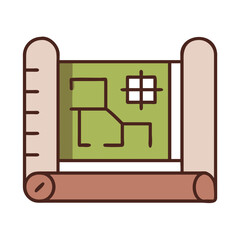 rolledout blueprint showcasing stunning house floor plan in vector style illustration

