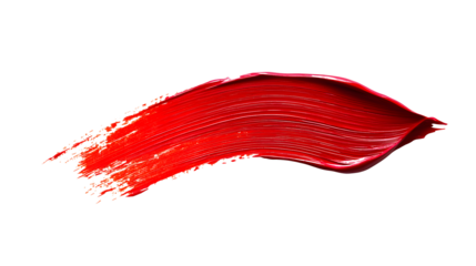 red paint brush stroke isolated on a white background